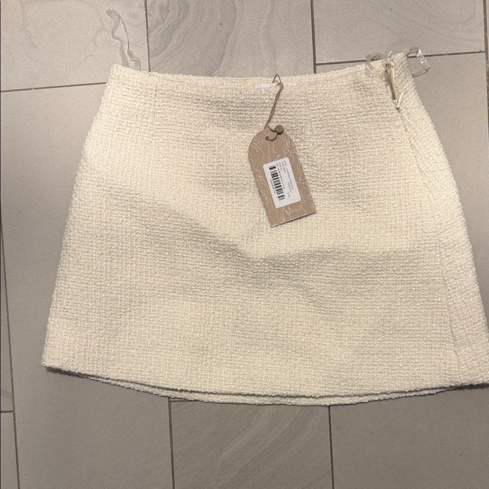 Meshki Cream Tweed Mini Skirt